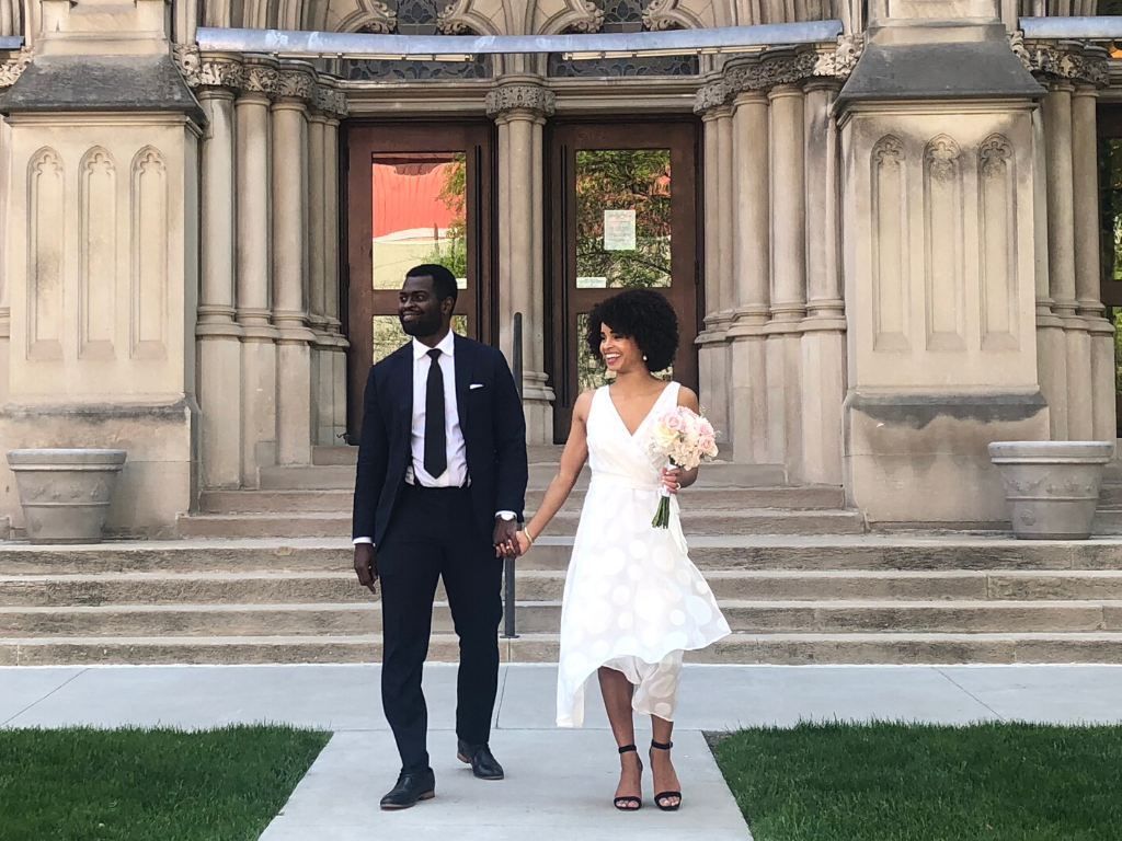 Natasha Bruno and Sam Boateng on their wedding day. Photo courtesy of Natasha Bruno.