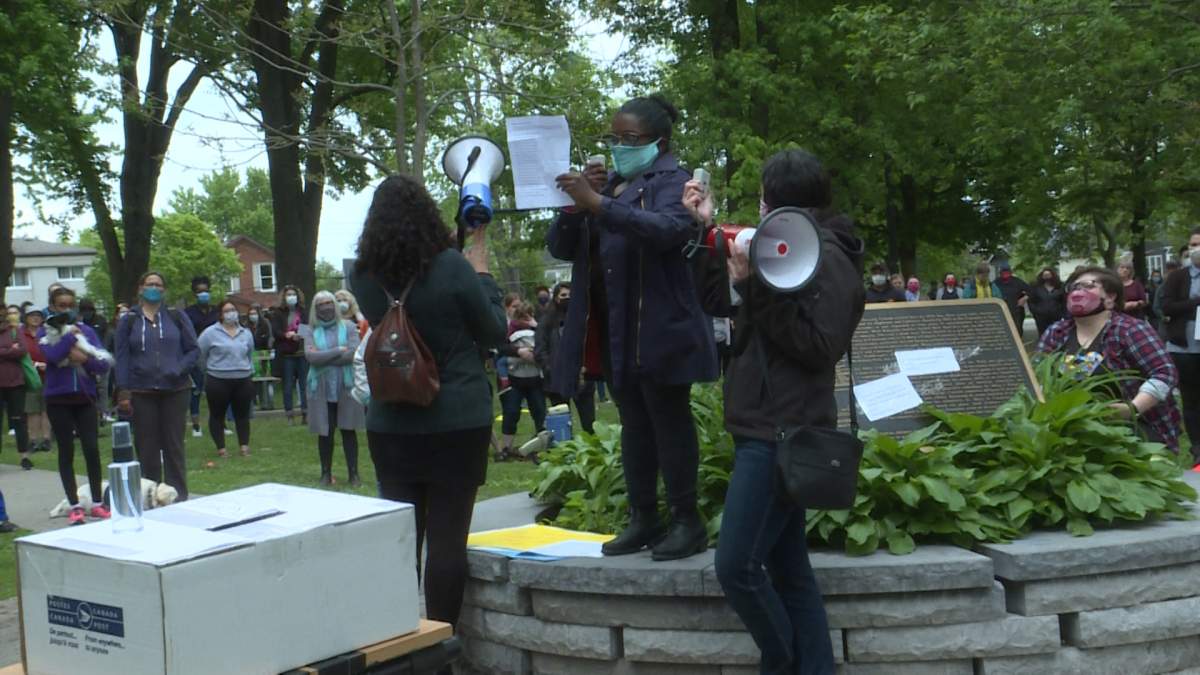 Organizers recited the names of black, indigenous and persons of colour who have been victims of police brutality in Canada
