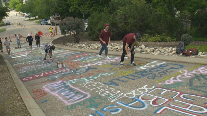 Around 176 students took part in the street art, on Wednesday.