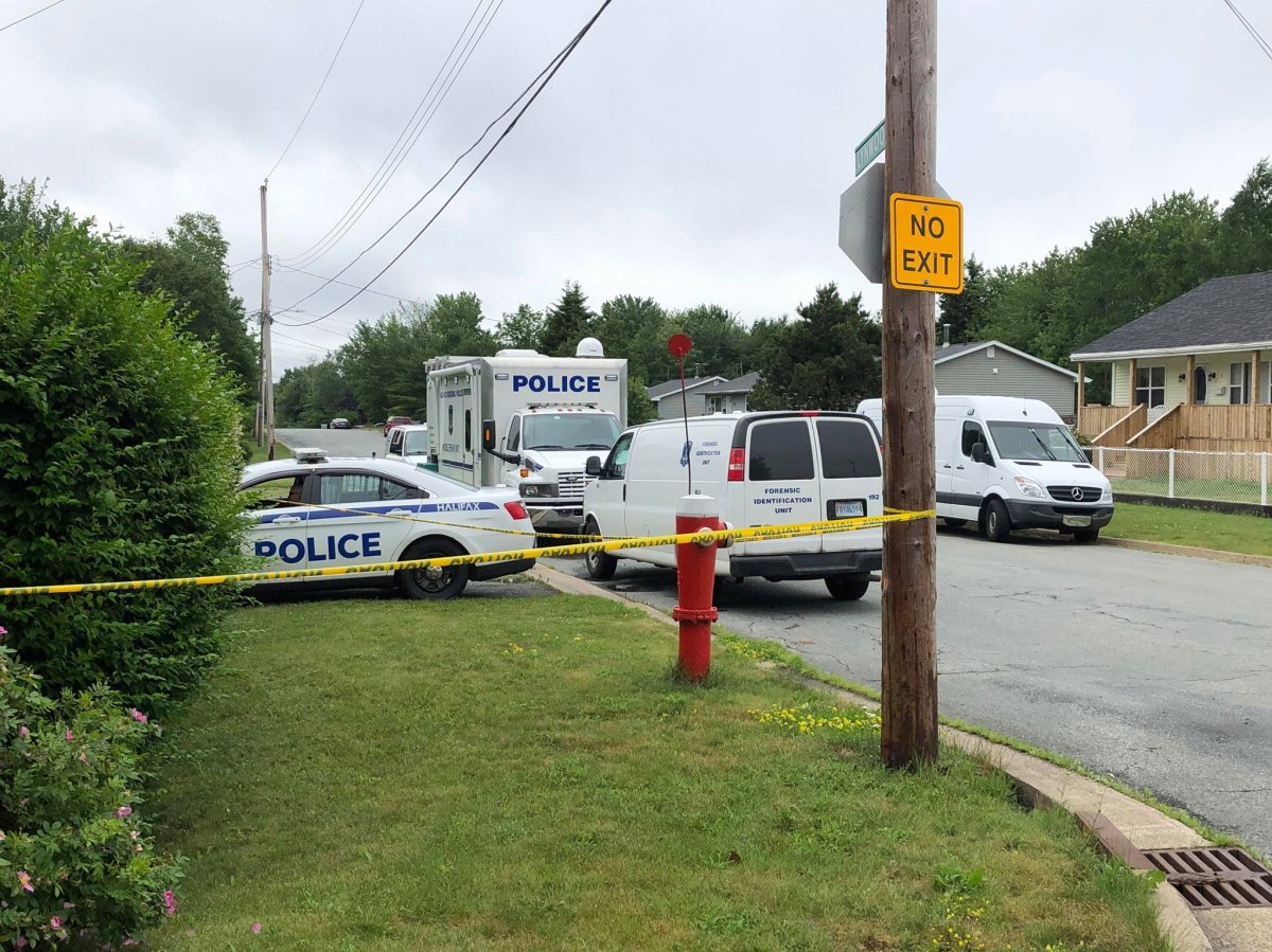 Halifax Regional Police investigate a suspicious death at a home on Lynwood Drive in Dartmouth, N.S., on July 12, 2020.