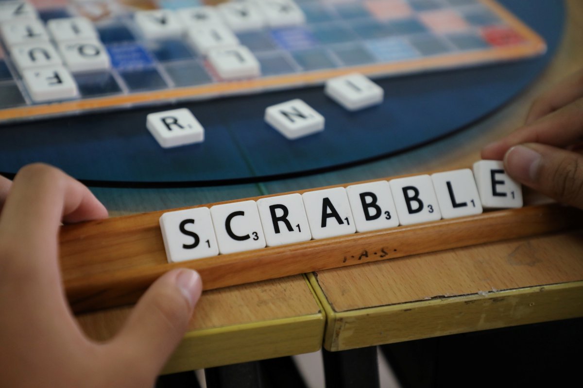A player forms the word "Scrabble" with tiles during a practice session, in this posed picture taken in Kuala Lumpur, Malaysia, November 30, 2019.  