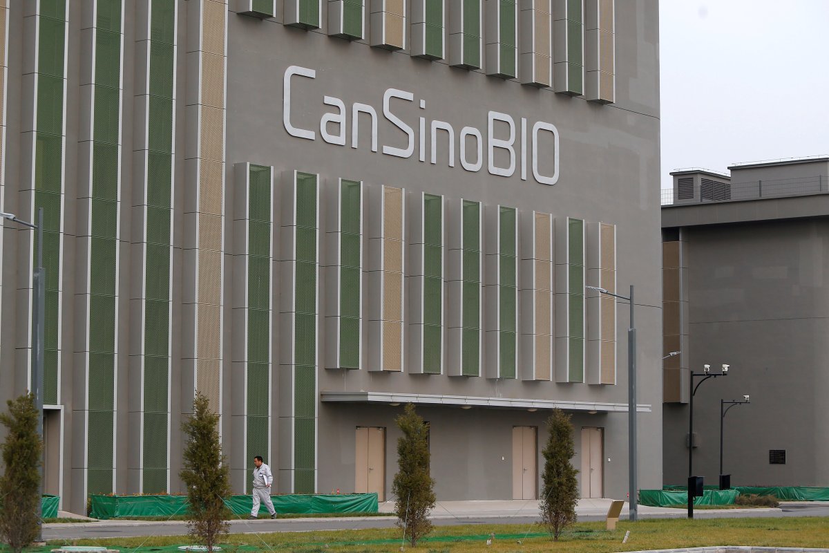FILE PHOTO: Chinese vaccine maker CanSino Biologics' sign is pictured on its building in Tianjin, China November 20, 2018.
