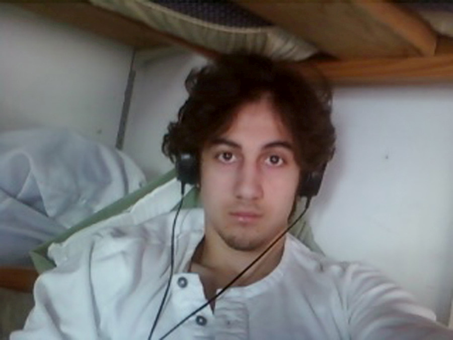 FILE PHOTO: Boston bomber Dzhokhar Tsarnaev is pictured in this file handout photo presented as evidence by the U.S. Attorney’s Office in Boston, Massachusetts on March 23, 2015.