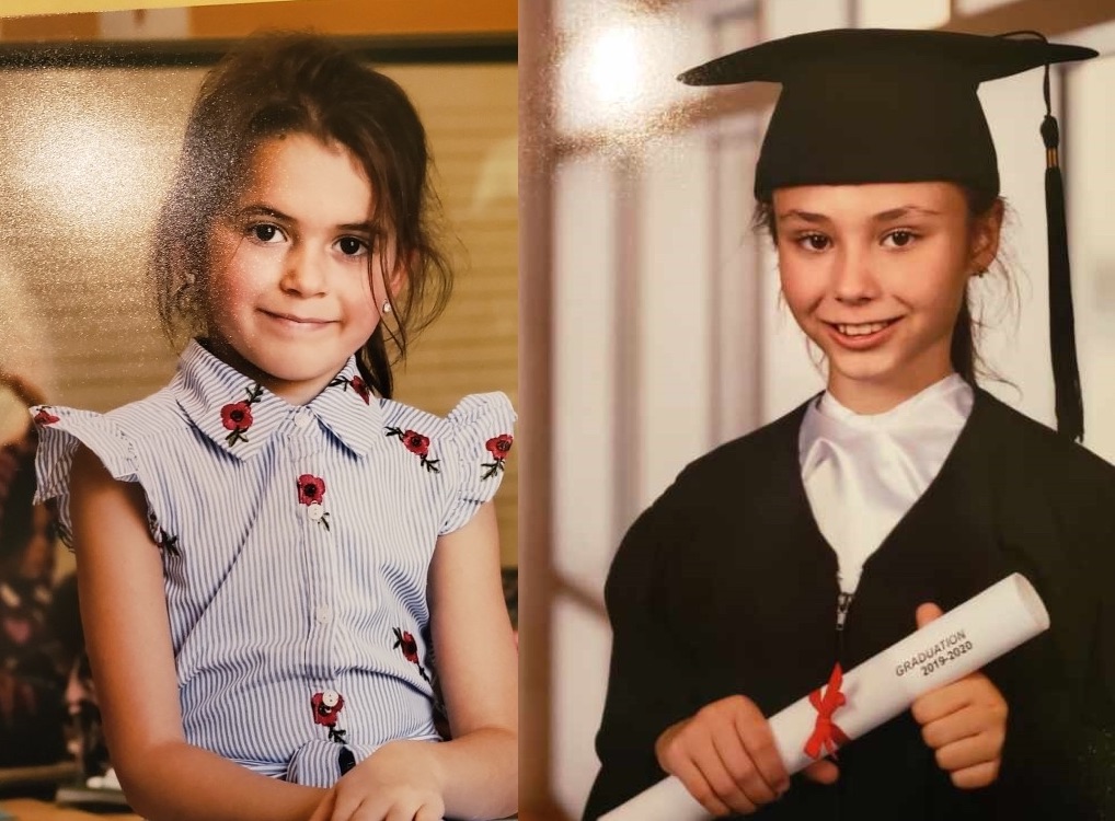 Romy Carpentier, pictured on the left, and Norah Carpentier, pictured on the right were found dead near St-Apollinaire, Quebec on Saturday.