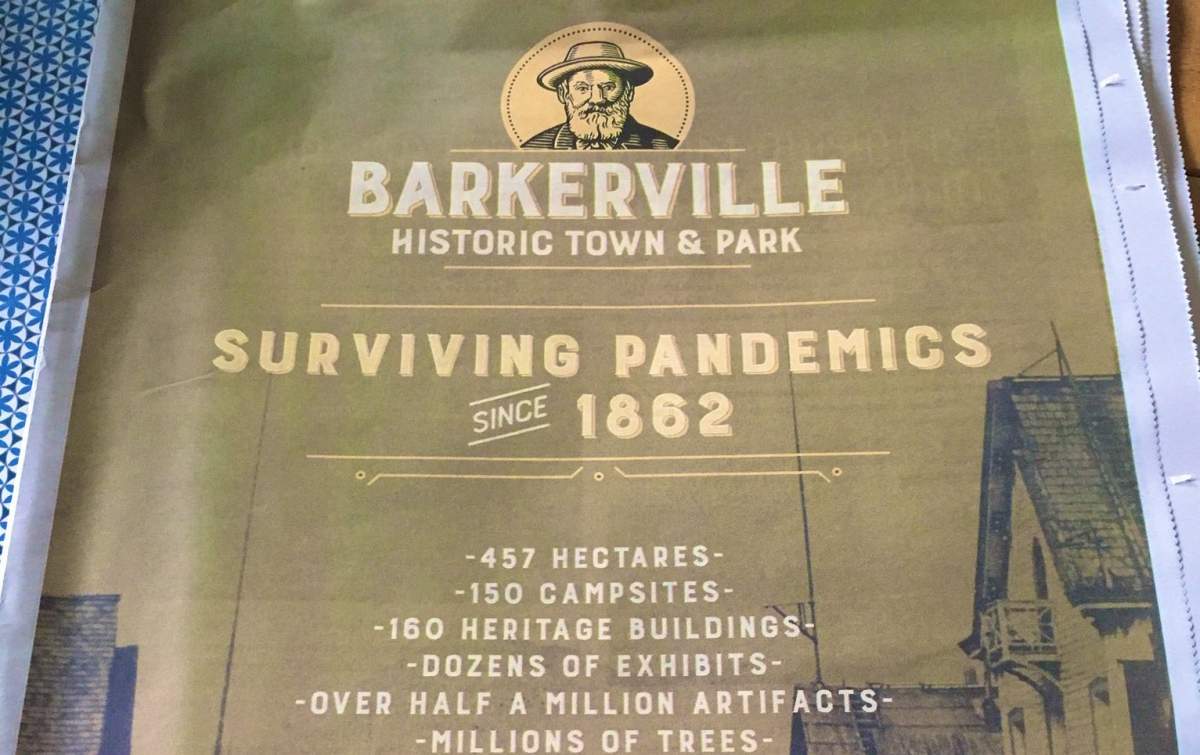 Barkerville has apologized for this ad, which it said inadvertently made light of a smallpox epidemic that devastated the Indigenous people of B.C.'s interior. 