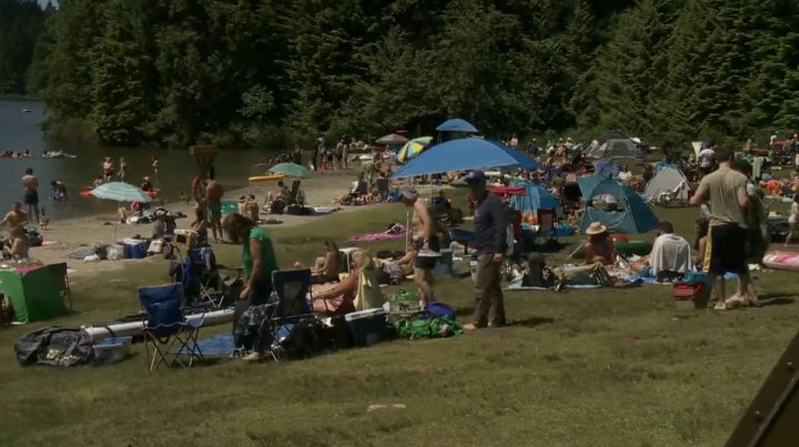 Metro Vancouverites try and beat the heat at Belcarra Regional Park on July 27, 2020. 