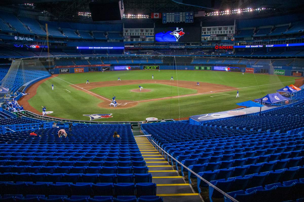 The Toronto Blue Jays played a MLB intrasquad baseball game in Toronto on Friday, July 10, 2020.