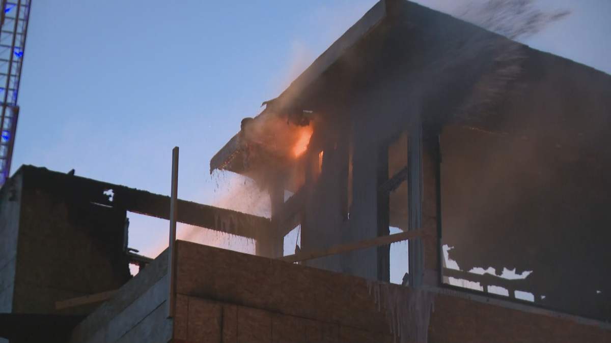 A fire tore through a home under construction in Calgary’s Bridgeland neighbourhood on Monday, July 6.