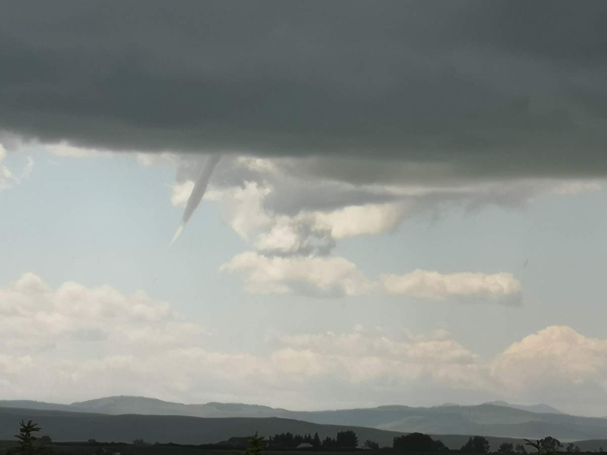 A funnel cloud was spotted south of Cayley, Alta., on Sunday, July 12, 2020.
