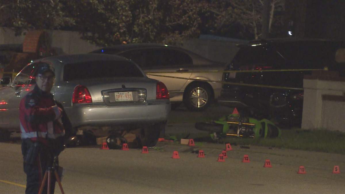 A man was killed after stunting on his motorcycle, hitting a vehicle and becoming pinned underneath it in northeast Calgary on Thursday, July 2, 2020.