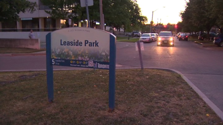 Emergency crews were called to the Leaside Park Drive and Overlea Boulevard area at around 7:45 p.m. on Monday.