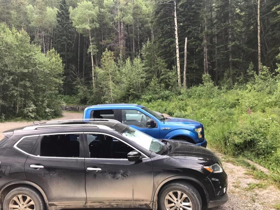 Vandalism at the Heart Creek Trail parking lot on Friday, July 24, 2020. 