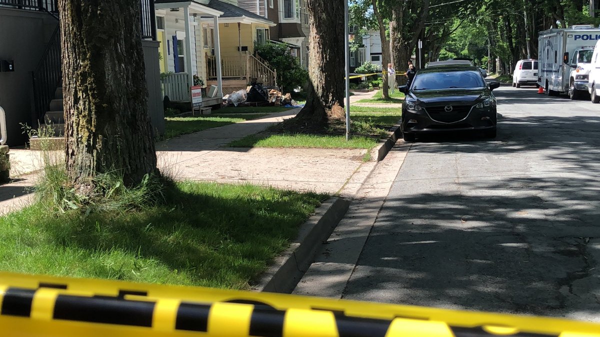 Halifax Regional Police investigate after a fatal shooting on Cork Street in Halifax, N.S., on June 1, 2020. 