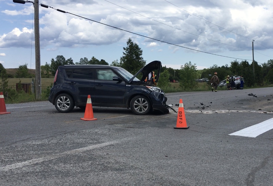 No one was injured following a collision on County Road 40 just north of Norwood on Wednesday afternoon.