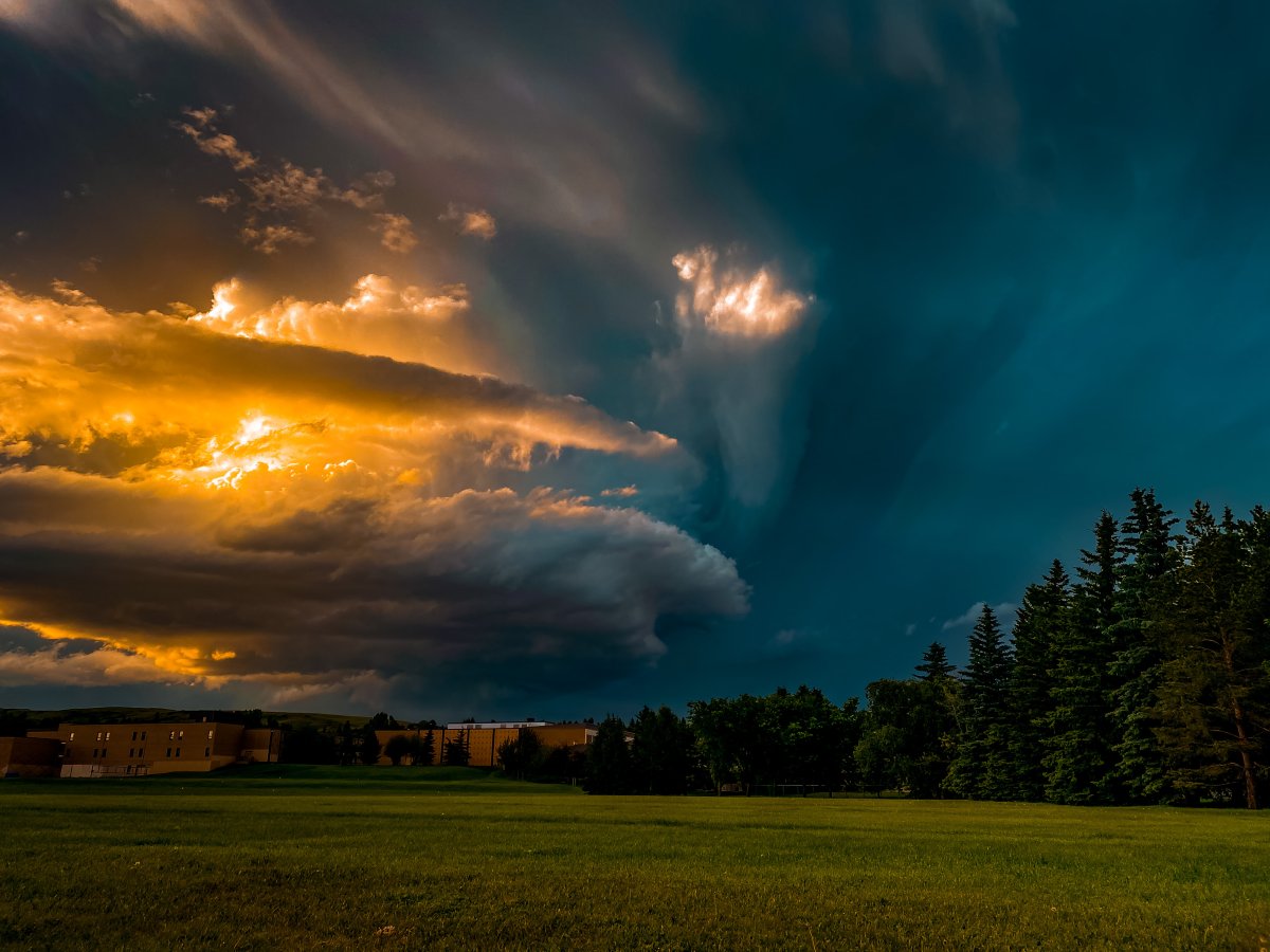 A severe thunderstorm cell that prompted a tornado warning for areas in southern Alberta.