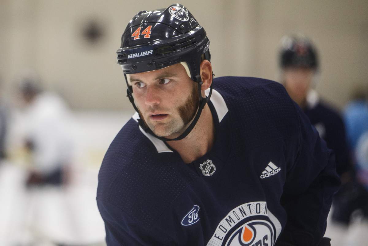 Edmonton Oilers’ Zack Kassian (44) takes part in training camp in Edmonton, Alta., on Tuesday July 14, 2020. THE CANADIAN PRESS/Jason Franson