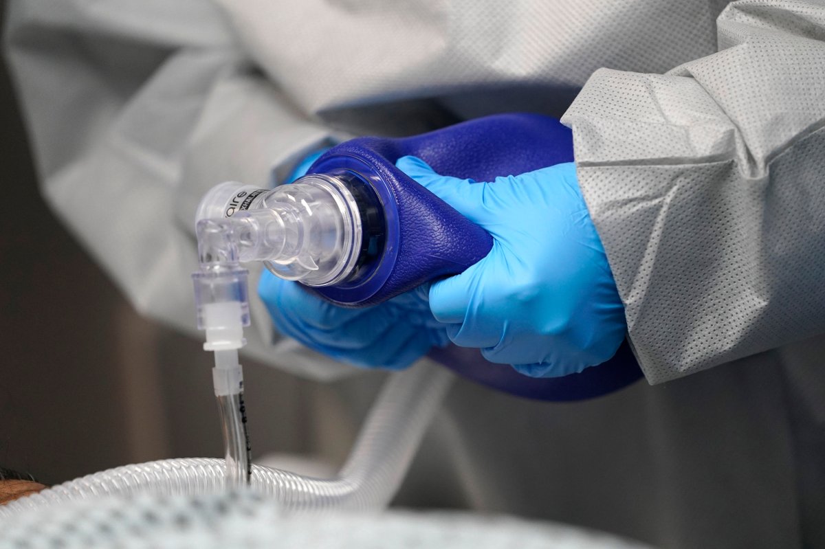 In this July 6, 2020, file photo, air is pumped by hand inside a coronavirus unit in a Houston, Tex., hospital.