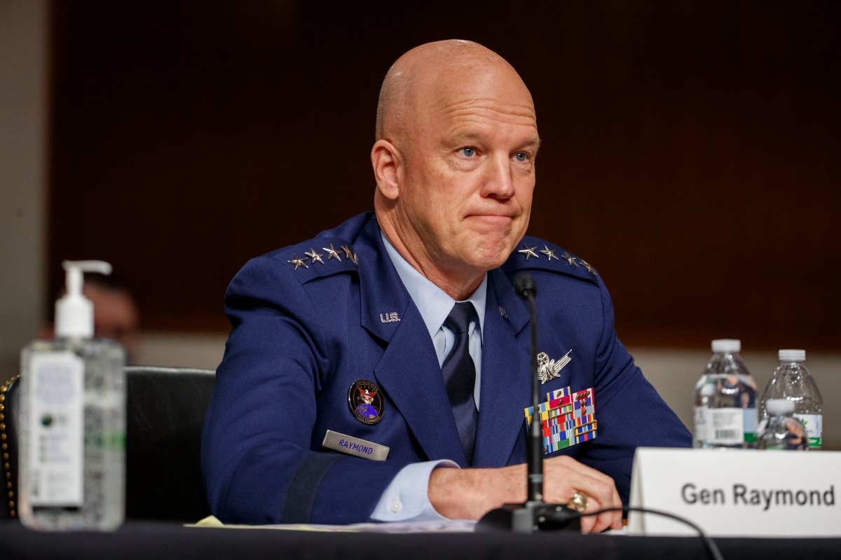 FILE - In this May 6, 2020, file photo Chief of Space Operations at U.S. Space Force Gen. John Raymond testifies before the Senate Armed Services Committee hearing on Capitol Hill in Washington.