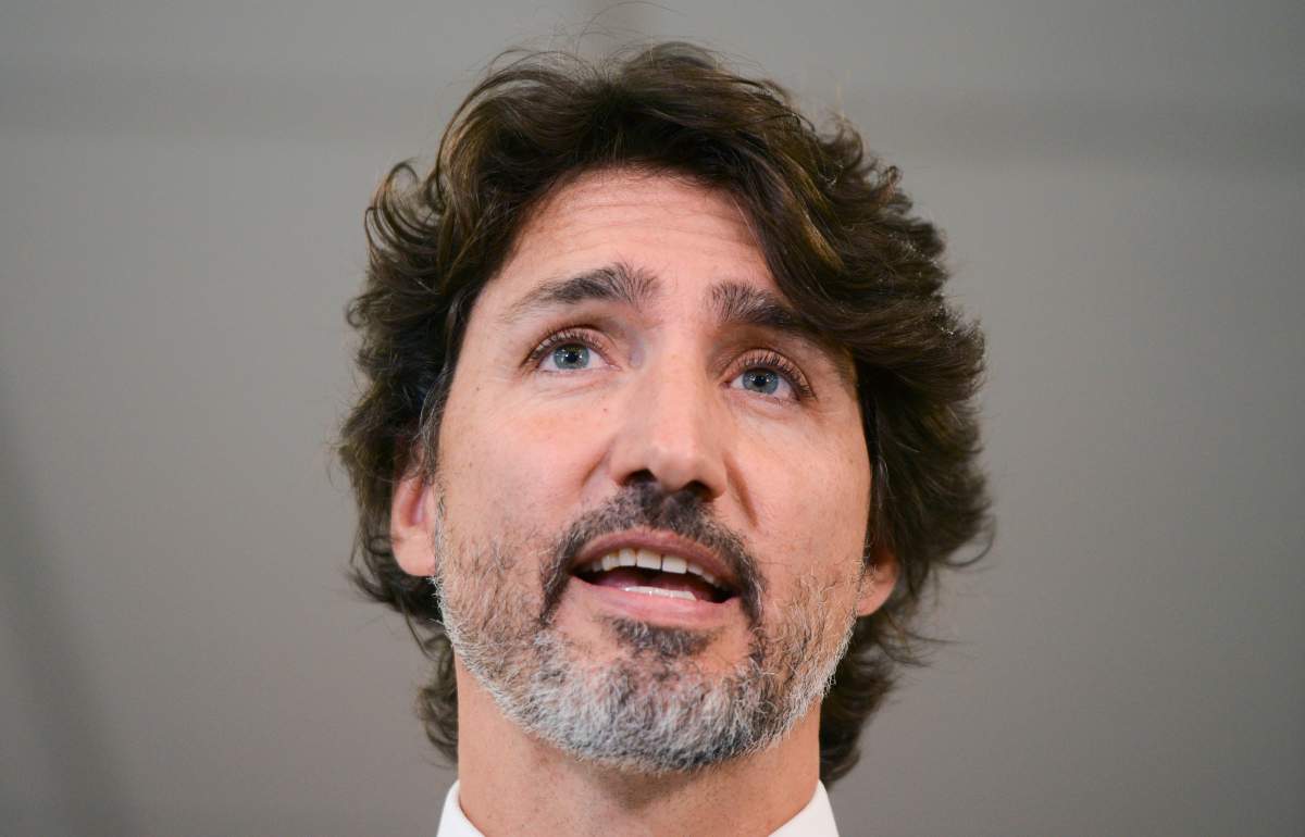 Prime Minister Justin Trudeau holds a press conference as he visits the Public Health Agency of Canada during the COVID-19 pandemic in Ottawa on Friday, July 31, 2020. 