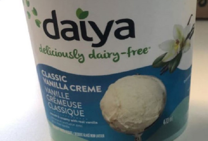 The Canadian Food Inspection Agency says the batch of Daiya brand frozen dessert contains milk, which is not listed on the label. 