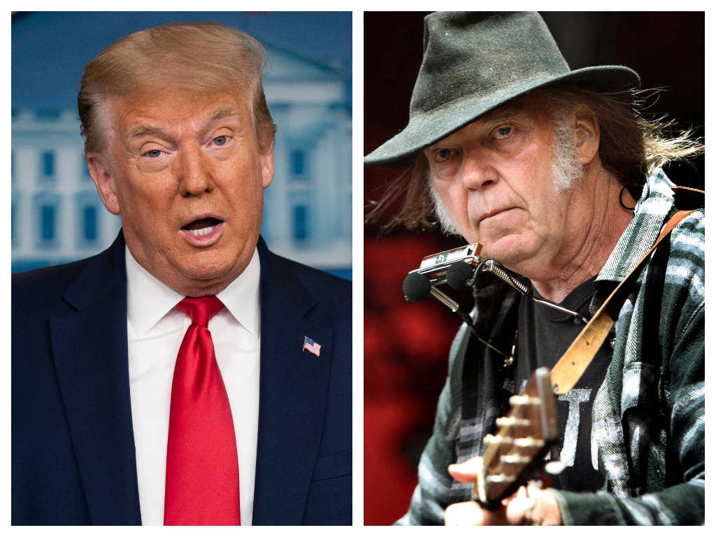 (L-R) U.S. President Donald Trump and Canadian-American rock veteran Neil Young.