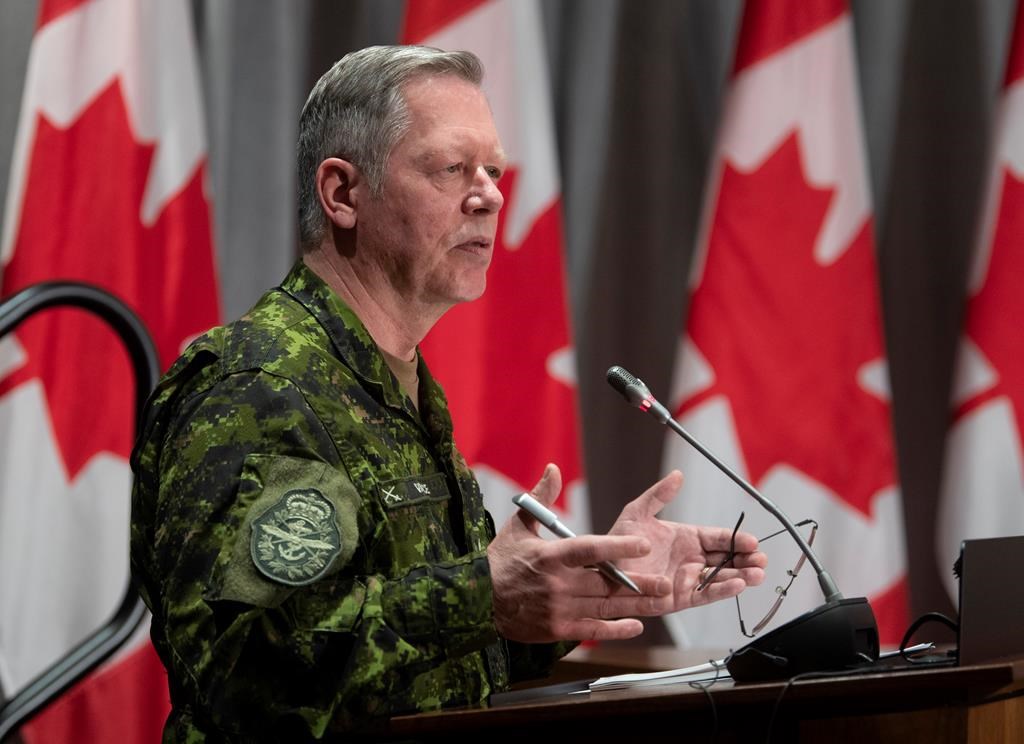 Chief of Defence Staff Jonathan Vance responds to a question during a news conference Thursday May 7, 2020 in Ottawa. Vance, Canada's top soldier, says he's retiring.