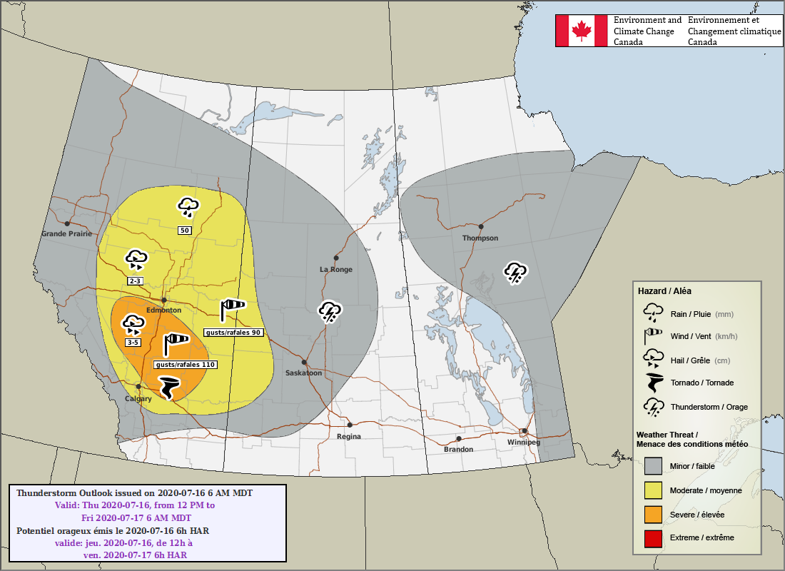 All tornado watches lifted Thursday night as severe thunderstorms sweep across Alberta again - image