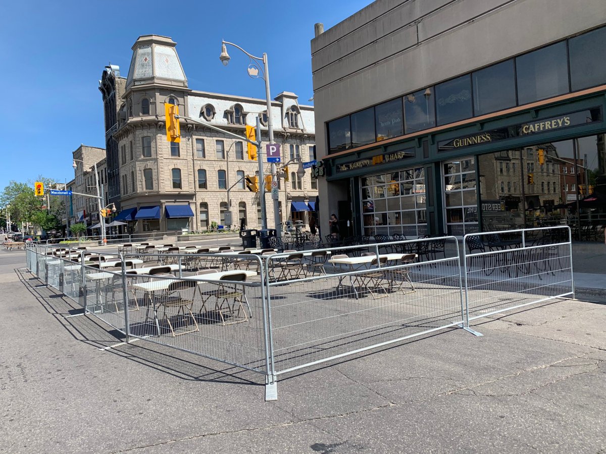 Since the second week of July, the intersection has been closed, allowing several restaurants to expand patios onto the road.