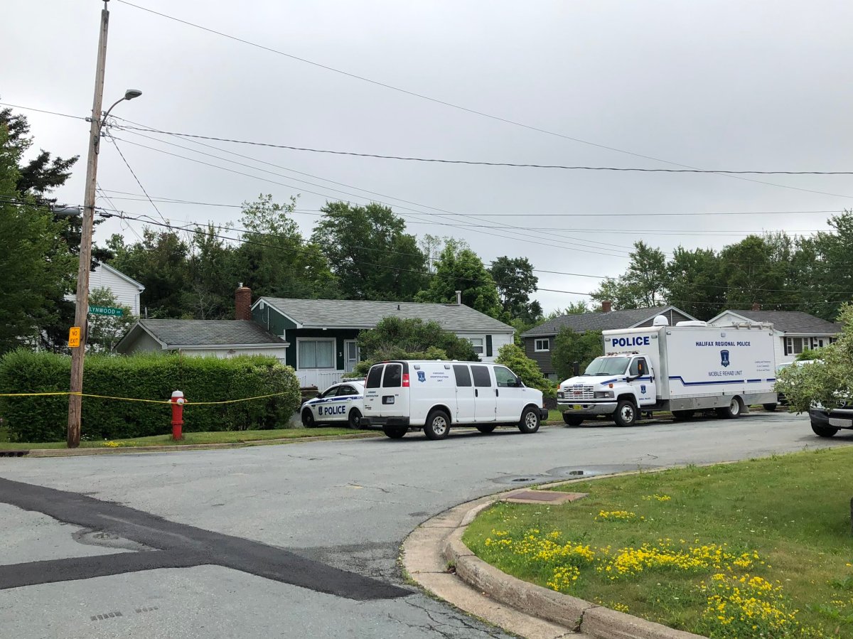 Halifax Regional Police investigate a suspicious death at a home on Lynwood Drive in Dartmouth, N.S., on July 12, 2020.