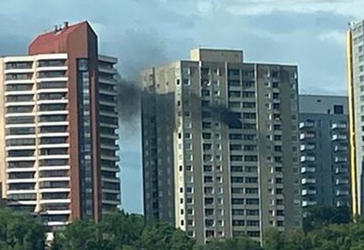 Firefighters were called to respond to a fire at an apartment building in Edmonton's Oliver neighbourhood late Wednesday afternoon.