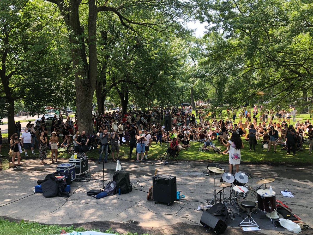 Hundreds at Lafontaine Park for a demonstration against sexual assault, and inaction from police when assaults are reported.