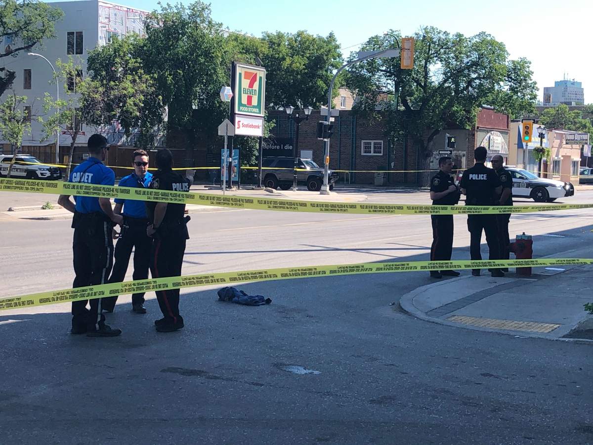 Police investigating a shooting on Ellice Avenue.