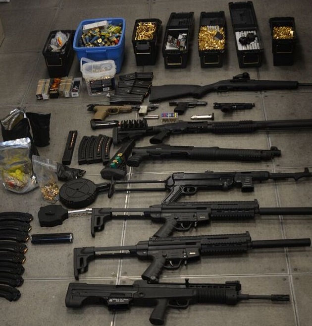 Alleged seizure of firearms and ammunition in drug investigation by Toronto police.