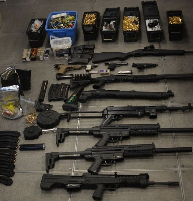 Alleged seizure of firearms and ammunition in drug investigation by Toronto police.