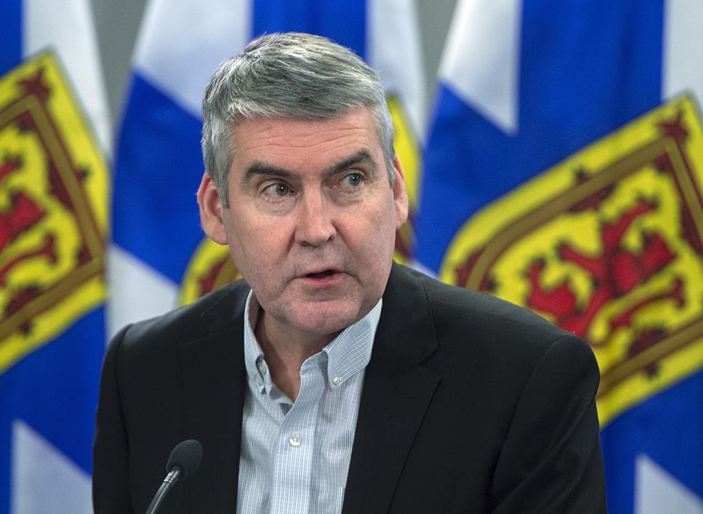 Premier McNeil attends a briefing as they announce two more presumptive cases of COVID-19 in Nova Scotia, in Halifax on Tuesday, March 17, 2020.