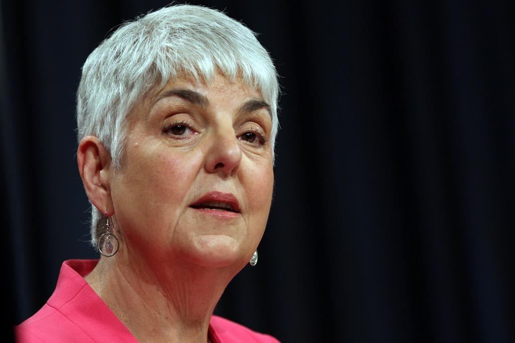 British Columbia's finance minister says the province welcomes a federal government decision to extend help to businesses struggling with rent payments during the COVID-19 pandemic. B.C. Finance Minister Carole James speaks at a press conference at the B.C. Legislature in Victoria on July 18, 2019. THE CANADIAN PRESS/Chad Hipolito.