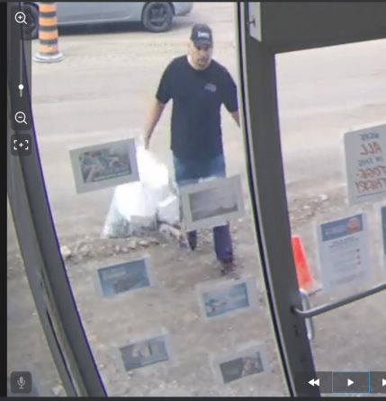 Police in LIndsay are looking to identify this man in a mischief investigation.