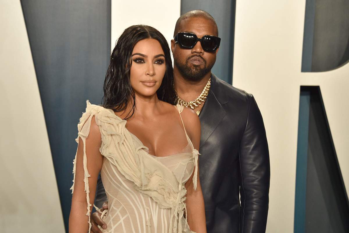 Kim Kardashian and Kanye West attend the 2020 Vanity Fair Oscar party at Wallis Annenberg Center for the Performing Arts on Feb. 9, 2020 in Beverly Hills, Calif.