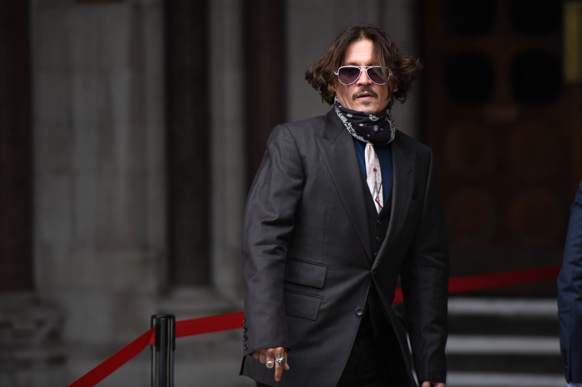 Johnny Depp arrives at The Royal Courts of Justice, Strand on July 8, 2020 in London, England. 