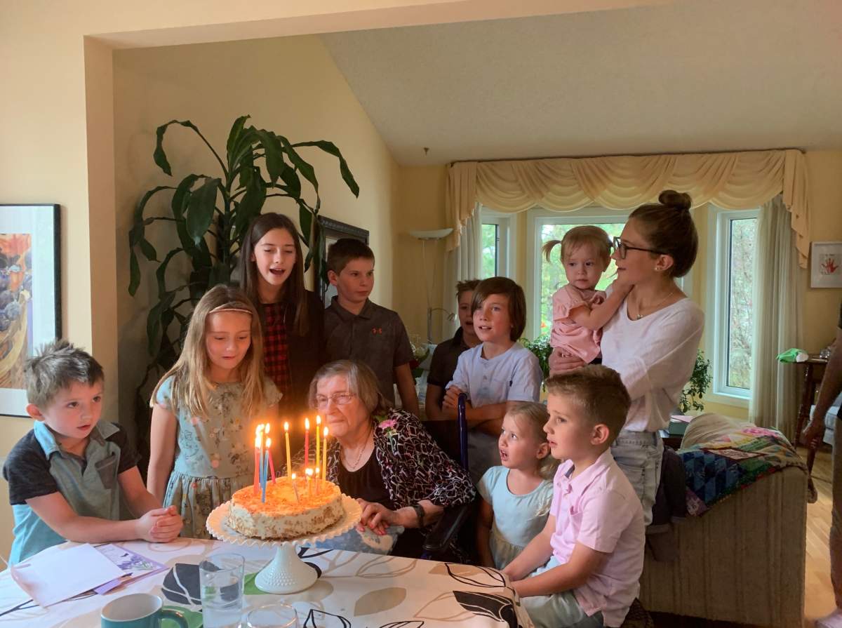 Helen Kozoway, 94, celebrates a birthday with family. The mother, grandmother and great-grandmother passed away after contracting COVID-19.