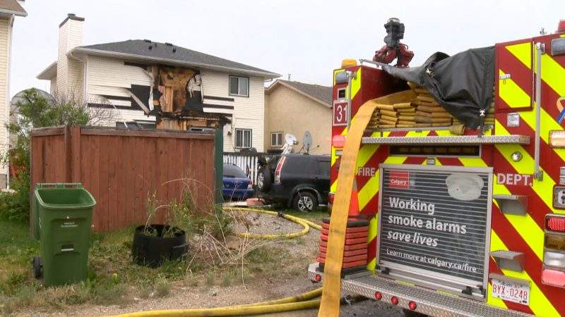 Calgary firefighters were called to a home on Harvest Oak Crescent Northeast on Thursday, July, 23, 2020 for reports of smoke and flames coming from the back deck. 