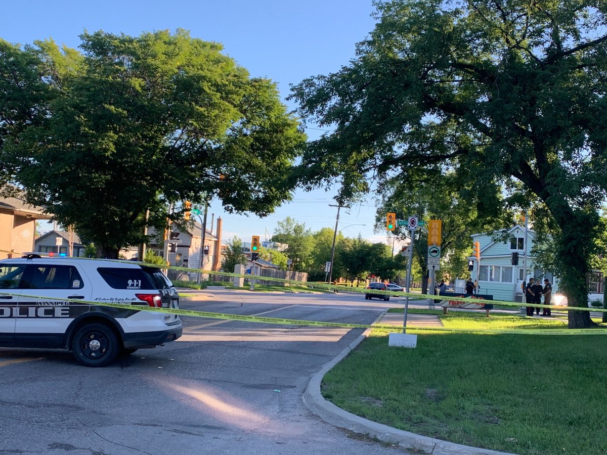 Winnipeg police at the scene of a crash at Jefferson and Salter Thursday, July 9, 2020. Police say they have arrested another teen in connection with an August fatal shooting.