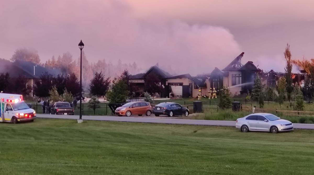 A home in Parkland County near Edmonton caught fire Sunday night after a reported lightning strike during a fierce thunderstorm.