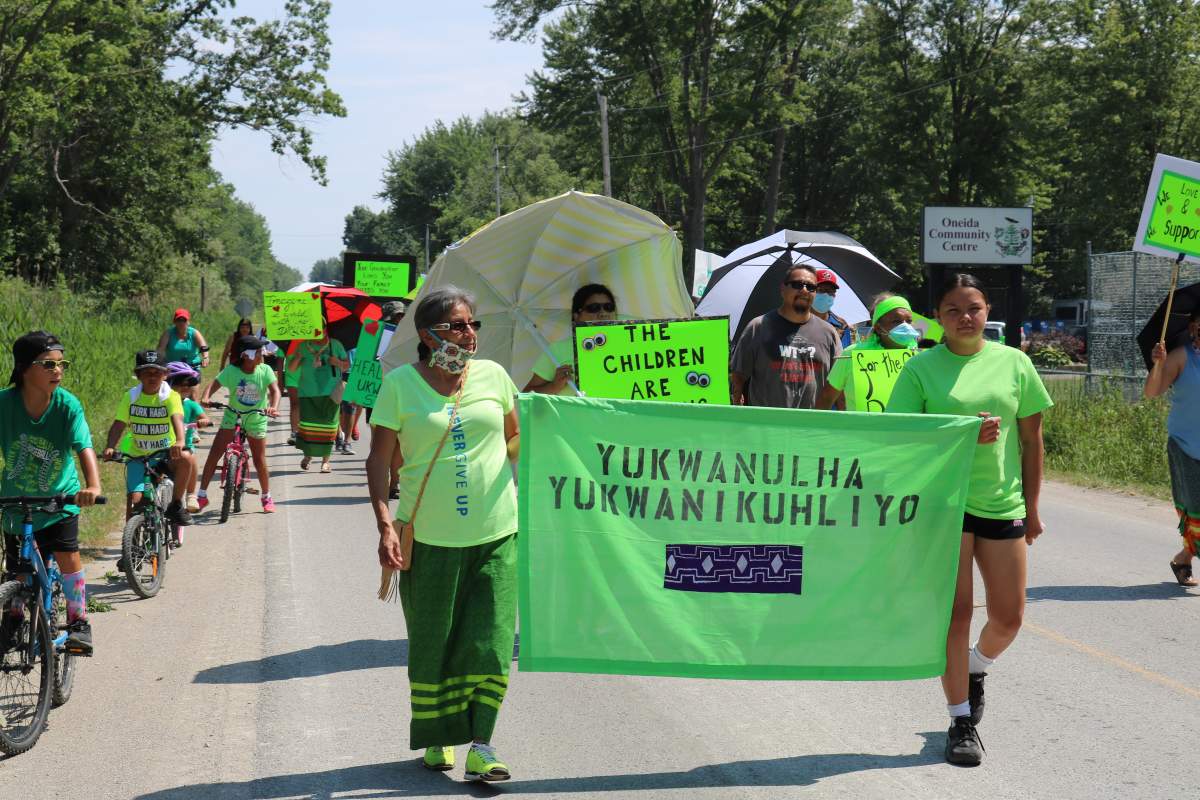 Women from Oneida Nation of the Thames marched through Oneida on Friday to bring awareness to what the women are calling a growing drug problem. July, 10 2020