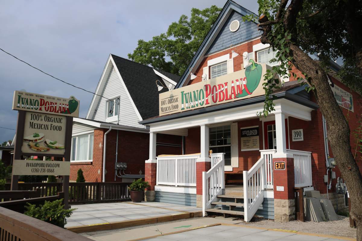Ivanopoblano and organic Mexican food restaurant on Wharncliffe Rd S in London On. July 16, 2020