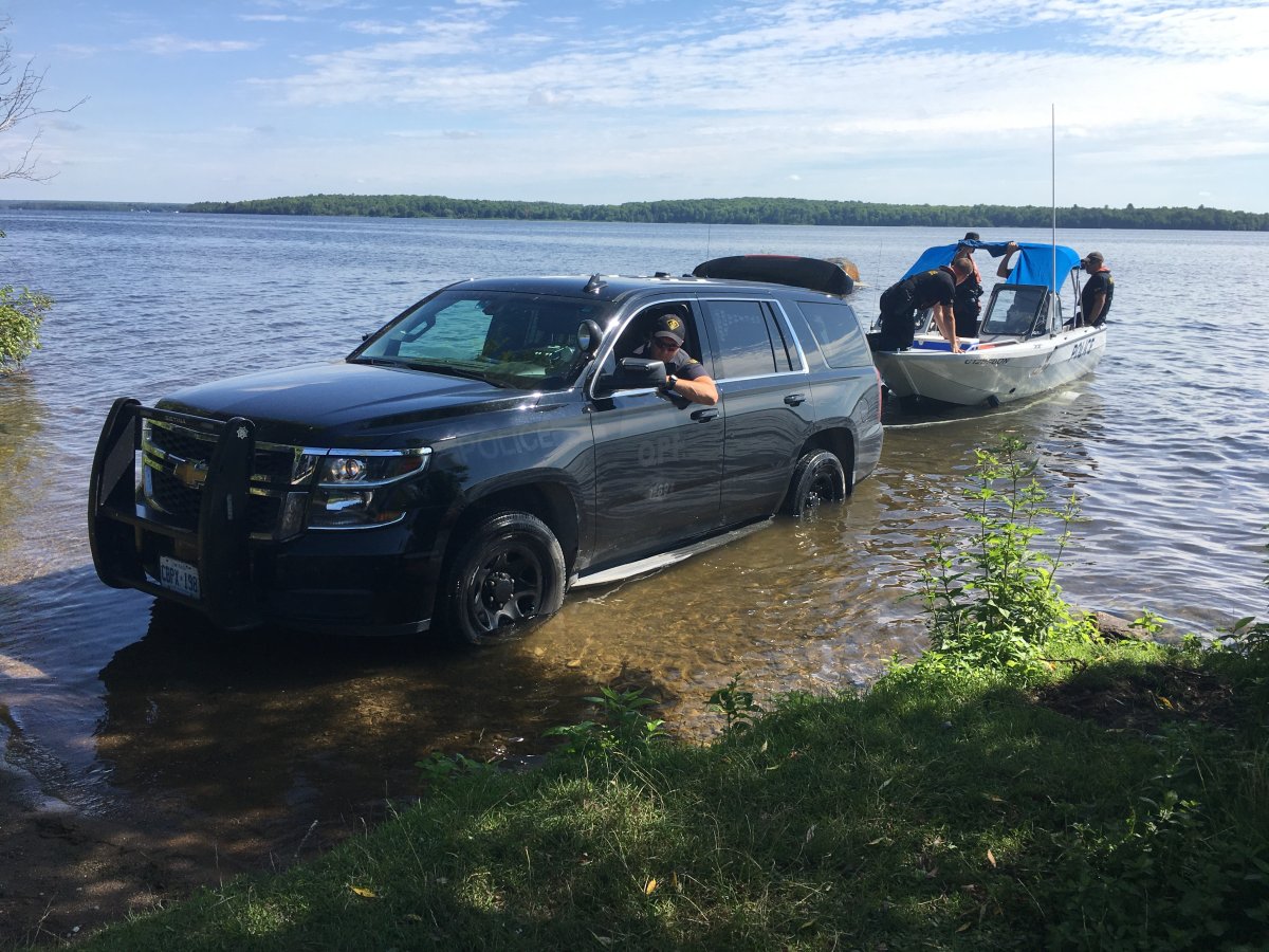 The OPP's marine unit launches Wednesday morning to search for a missing canoeist on Pigeon Lake near Bobcaygeon on Wednesday.
