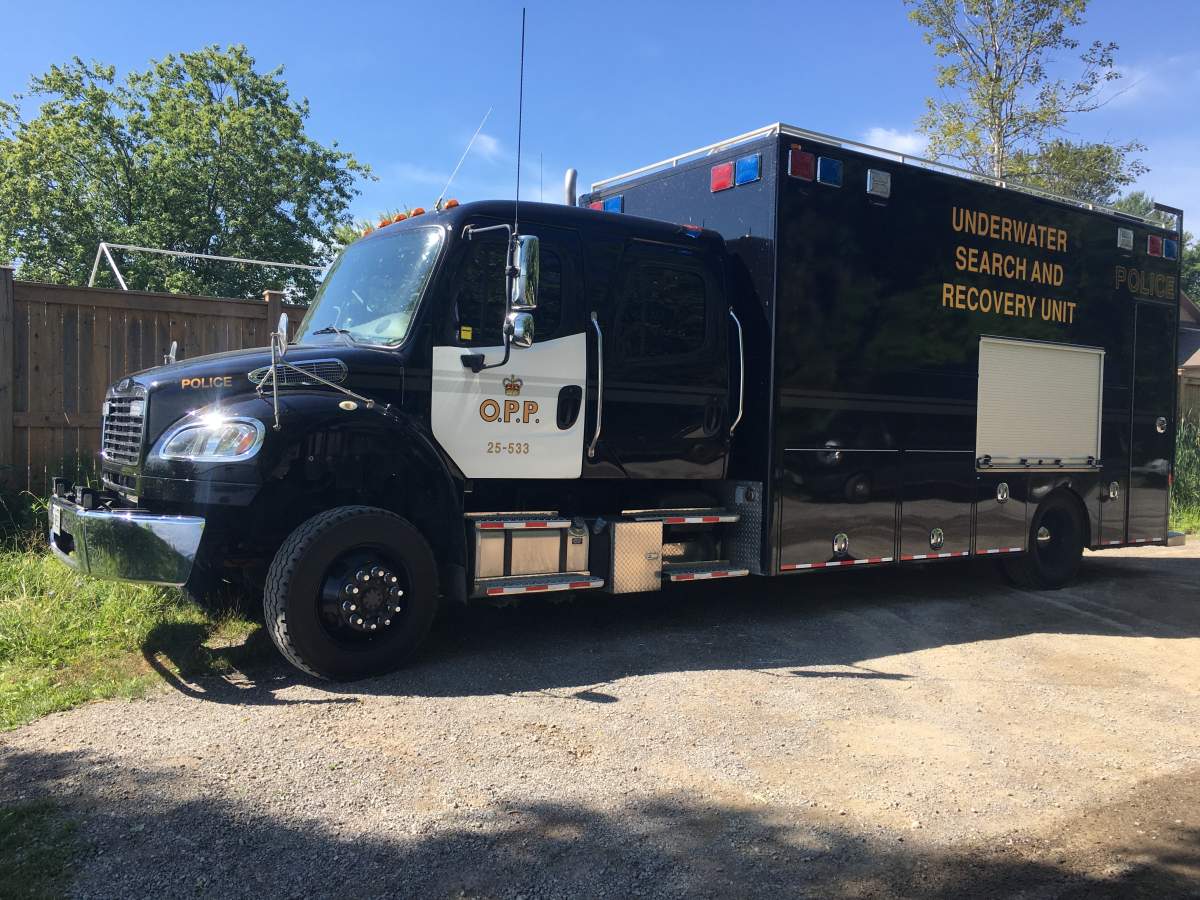 The OPP\’s Underwater Search and Recovery Unit are assisting in the search of a missing canoeist on Pigeon Lake near Bobcaygeon on Wednesday.
