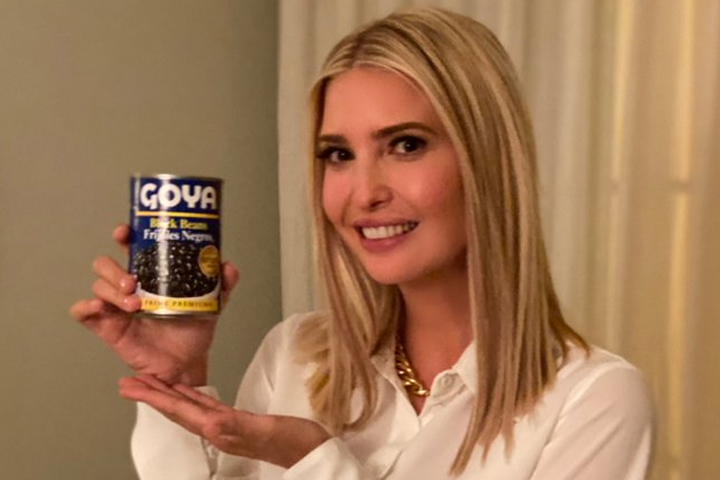Ivanka Trump is shown with a can of beans from Goya Foods in this image posted on Twitter.