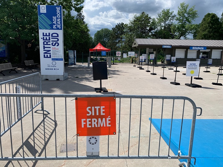 Quebec's environment ministry said poor water quality is behind the closure of Jean-Doré Beach in Montreal. Friday, July 31, 2020.
