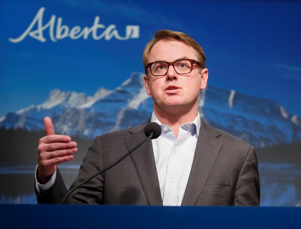 Alberta Minister of Health Tyler Shandro speaks during a press conference in Calgary on Friday, May 29, 2020.